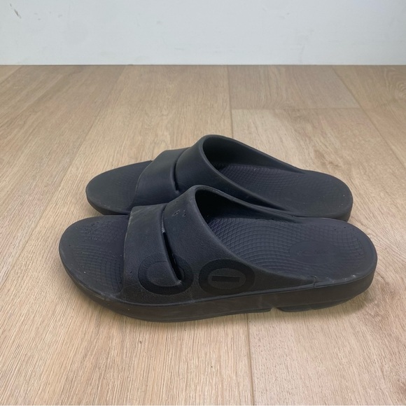 OOFOS Mens OOAHH Recovery Slide Sandal Black Size 10 - Picture 2 of 6